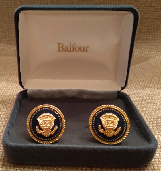 NEW ITEM Ronald Reagan Seal of the President Gold Plated and Enamel Cufflinks